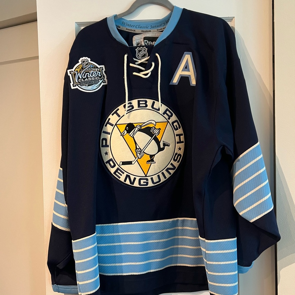 Reebok Pittsburgh Penguins Navy and Light Blue Jersey